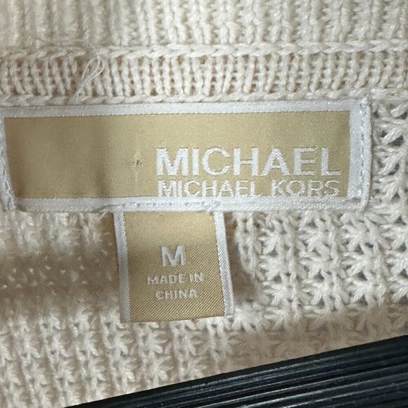 Michael Kors Sweater Womens Medium Beige Knit Turtle Neck Rib Cuffs Split Hem - Picture 5 of 10